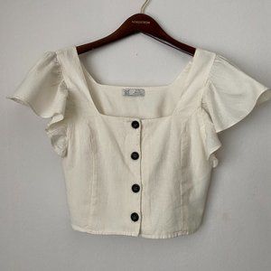 Zara TRF Cropped Short Sleeve Blouse